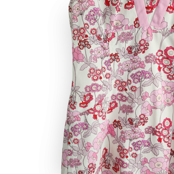 Vintage Kay Unger New York White & Pink Floral A Line Dress 10 - Picture 5 of 9